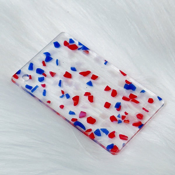 1/8" Neon Red and Blue Terrazzo Cast Acrylic Sheet