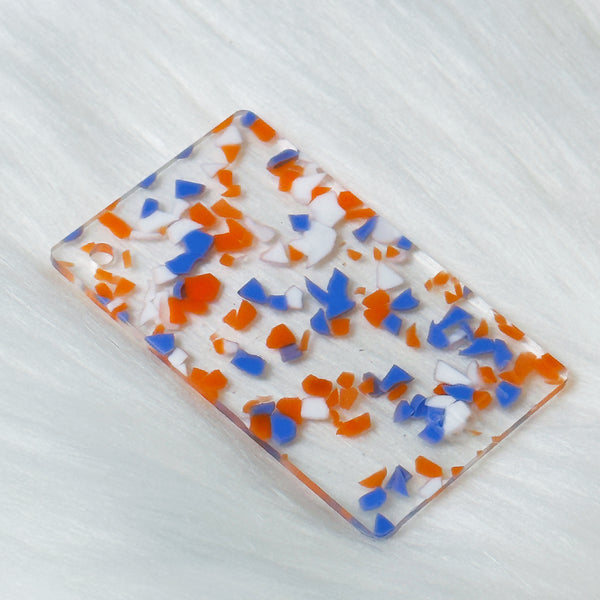 1/8" Blue and Orange Terrazzo Cast Acrylic Sheet