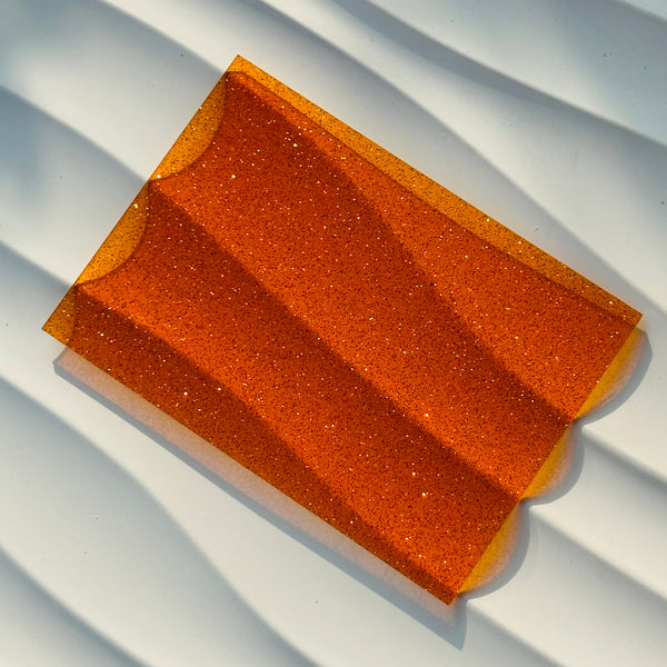 Orange Transparent Shimmer Glitter Acrylic Sheet