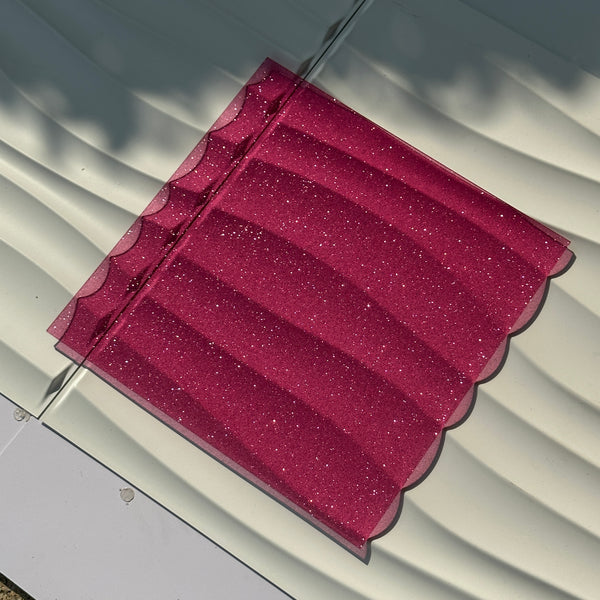 Transparent Rose Red Shimmer Glitter Acrylic Sheet
